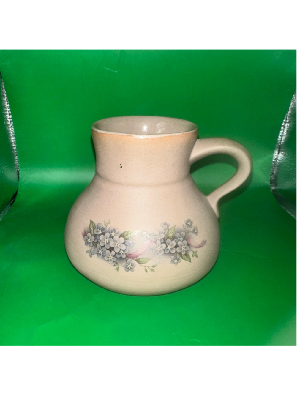 Vintage Alaska Country Stoneware Floral Creamer Pitcher Authentic Native Craft